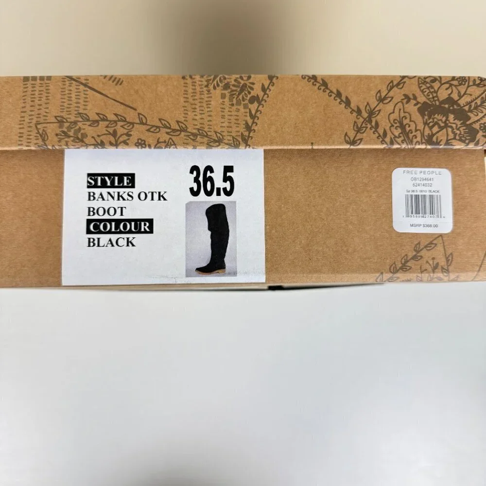 NWT Free People Banks Over The Knee Boots Black Suede Size 36.5 | Made in Spain